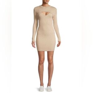 NWT $158 MONROW Ribbed Layered Mini Bodycon Stretchy Dress Large *Dress Only*